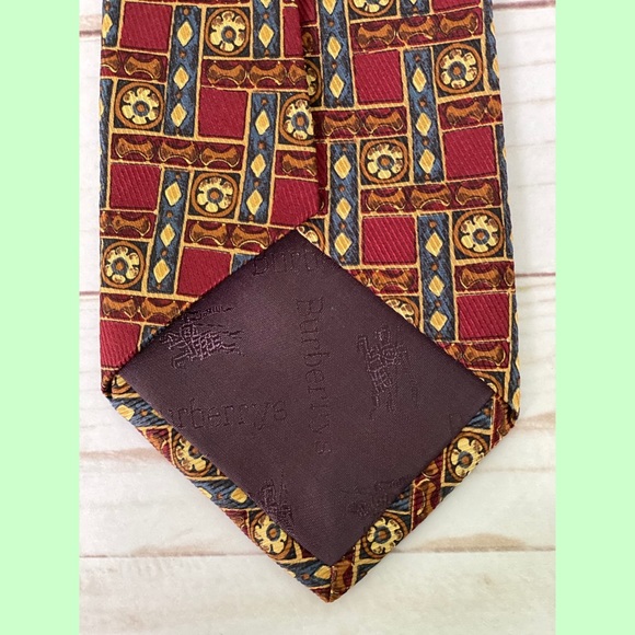 Burberry Vintage Silk Red Yellow Tie - Picture 5 of 5